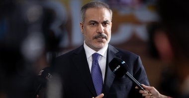 Foreign Minister Hakan Fidan talks to reporters during a press conference after the BRICS summit, Rio de Janeiro, Brazil, July 8, 2025.