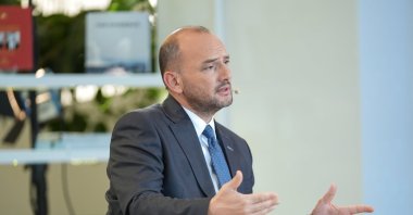 Burhan Özdemir, the head of the Independent Industrialists and Businessmen Association (MÜSIAD), speaks during an interview, Istanbul, Türkiye, June 30, 2025. (AA Photo)