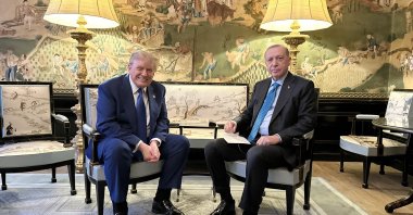 President Recep Tayyip Erdoğan and U.S. President Donald Trump meet during the NATO summit, The Hague, Netherlands, June 25, 2025. (İHA Photo)