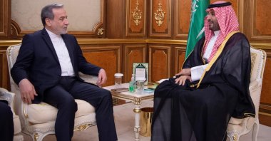 Saudi Crown Prince Mohammed bin Salman (R) meets Iranian Foreign Minister Abbas Araghchi in Jeddah, Saudi Arabia, July 8, 2025. (Reuters Photo)