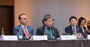 Industry and Technology Minister Mehmet Fatih Kacır (L) attends a ministerial meeting of the World Intellectual Property Organization (WIPO), Geneva, Switzerland, July 8, 2025. (AA Photo)