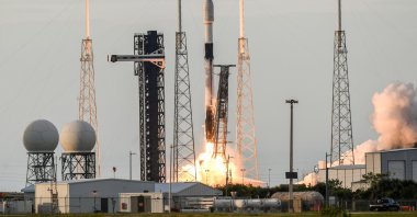 A SpaceX Falcon 9 rocket, carrying Türksat 6A, Türkiye&#039;s first fully domestically produced communications satellite, lifts off from Cape Canaveral Space Force Station, Florida, U.S., July 8, 2024. (Reuters Photo)