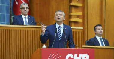 CHP Chair Özgür Özel speaks at the meeting of his party at Parliament, Ankara, Türkiye, July 8, 2025. (AA Photo)