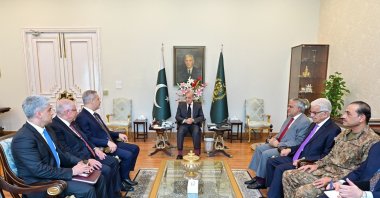 Foreign Minister Hakan Fidan and Defense Minister Yaşar Güler meet with Pakistani Prime Minister Shehbaz Sharif during their visit to Islamabad, Wednesday, July 9, 2025. (IHA Photo)
