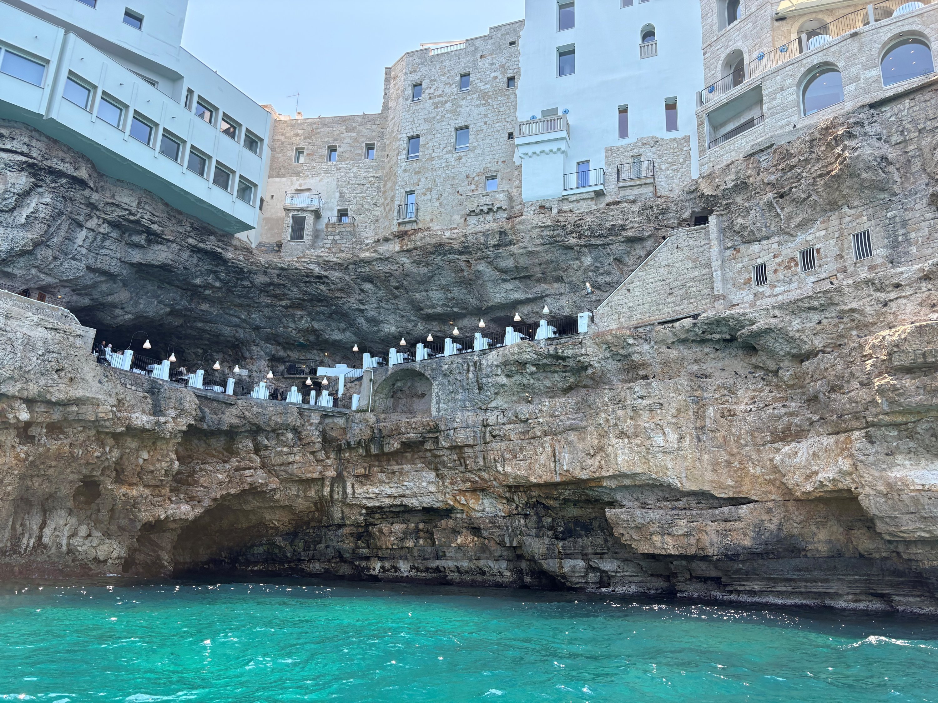 Grotta Palazzese, a restaurant carved into a cliffside cave, Puglia, Italy, July 7, 2025. (Photo by Funda Karayel)