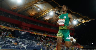 South Africa&#039;s Caster Semenya crosses the finish line to win the athletics women&#039;s 1500m final during the 2018 Gold Coast Commonwealth Games at the Carrara Stadium, Carrara, Australia, April 10, 2018. (AFP Photo)