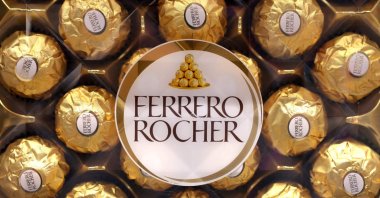 A box of Ferrero Rocher is displayed on a shelf in a supermarket in Sarajevo, Bosnia-Herzegovina, Oct. 29, 2024. (Reuters Photo)