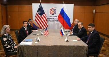 U.S. Secretary of State Marco Rubio (2nd L) meets with Russia&#039;s Foreign Minister Sergei Lavrov (2nd R) in Kuala Lumpur, Malaysia, July 10, 2025. (AFP Photo)