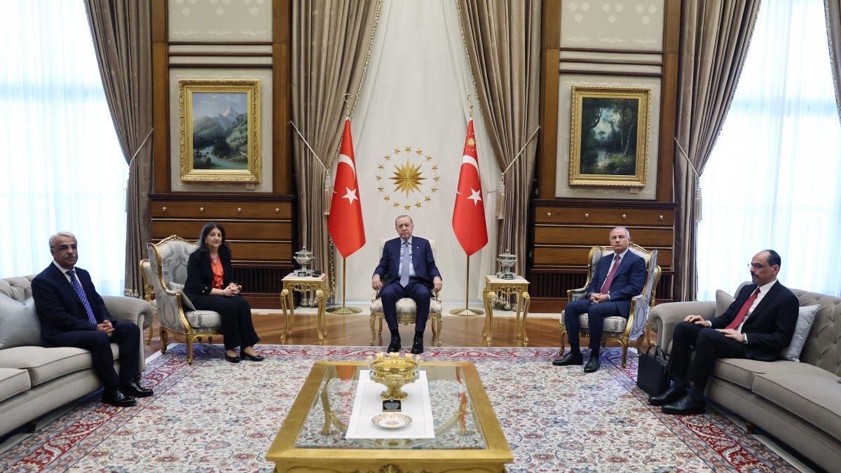 President Recep Tayyip Erdoğan holds a meeting with lawmakers from DEM Party, July 7, 2025. (DHA Photo)