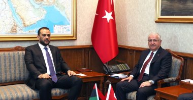 Minister of National Defense Yaşar Güler (R) meets with Libyan Deputy Minister of Defense Abdusselam Zubi, Ankara, Türkiye, July 10, 2025. (AA Photo)