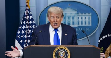 U.S. President Donald Trump responds to a question from the media during a press conference in the White House, Washington, U.S., June 27, 2025. (AP Photo)