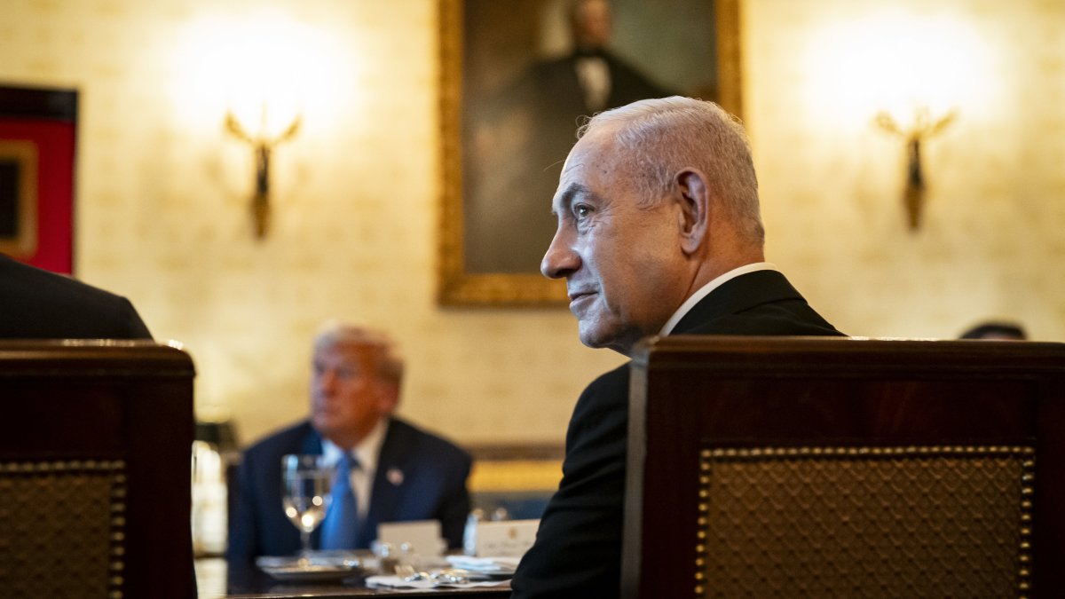 Israeli Prime Minister Benjamin Netanyahu looks on during a dinner with U.S. President Donald Trump, as he nominated Trump for the Nobel Peace Prize, Washington, D.C., U.S., July 7, 2025. (EPA photo)