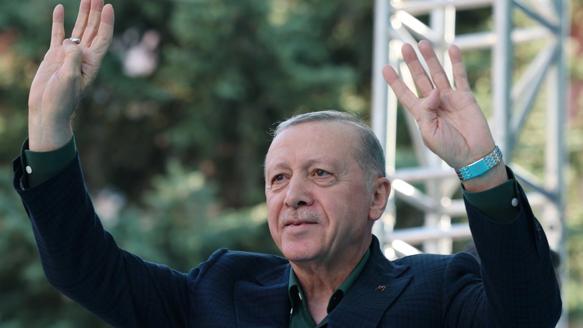 President Recep Tayyip Erdoğan greets people during an event, Ankara, Türkiye, July 12, 2025. (AA Photo)