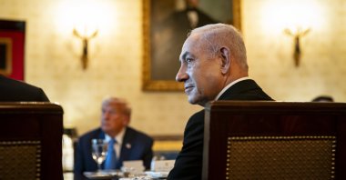 Israeli Prime Minister Benjamin Netanyahu looks on during a dinner with U.S. President Donald Trump, as he nominated Trump for the Nobel Peace Prize, Washington, D.C., U.S., July 7, 2025. (EPA photo)
