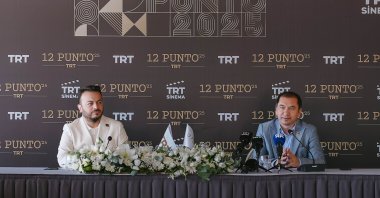 TRT Secretary General Ibrahim Keleş (R) and TRT Cinema Director Faruk Güven speak during a press conference for the seventh edition of TRT 12 Punto, Istanbul, Türkiye, July 13, 2025. (Courtesy of TRT 12 Punto)