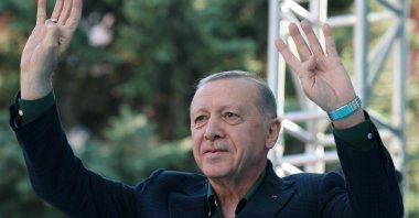 President Recep Tayyip Erdoğan greets people during an event, Ankara, Türkiye, July 12, 2025. (AA Photo)