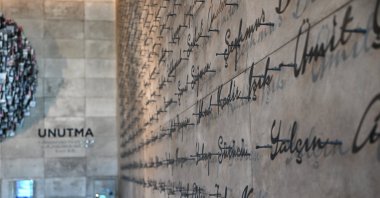The names of coup victims are displayed on a wall at a museum dedicated to public resistance against putschists, Istanbul, Türkiye, July 13, 2025. (AA Photo)