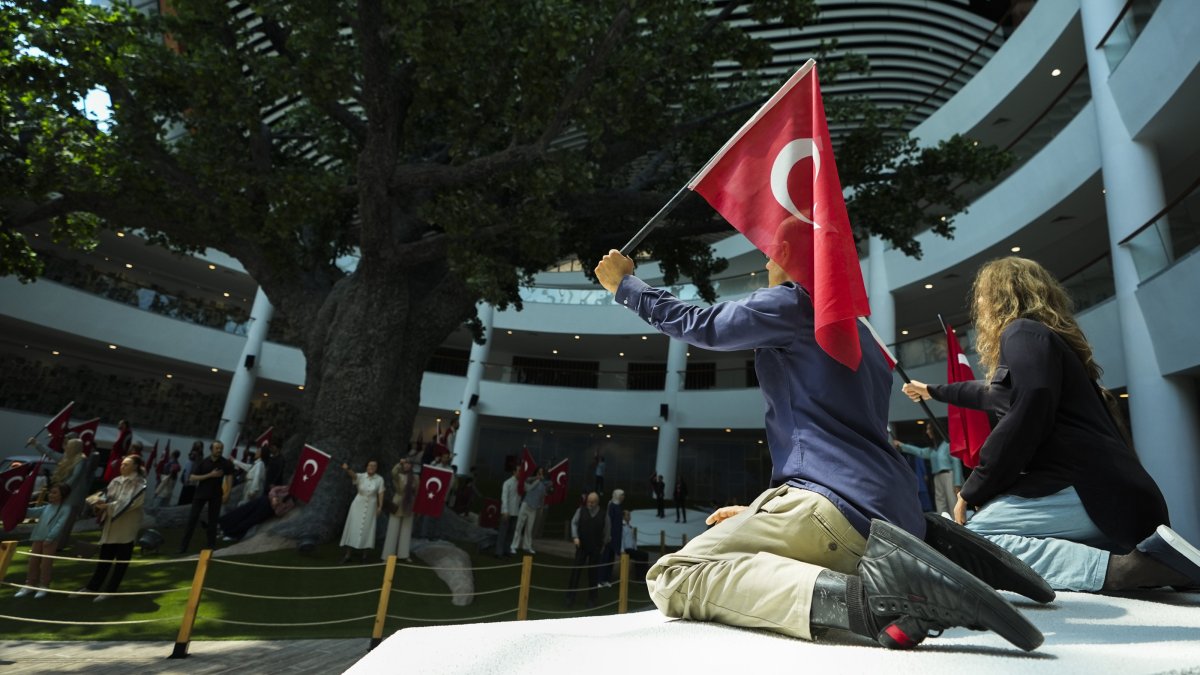 Silicone statues representing citizens who stood against the July 15 coup attempt are seen at the July 15 Democracy Museum, Ankara, Türkiye, July 10, 2025. (AA Photo)