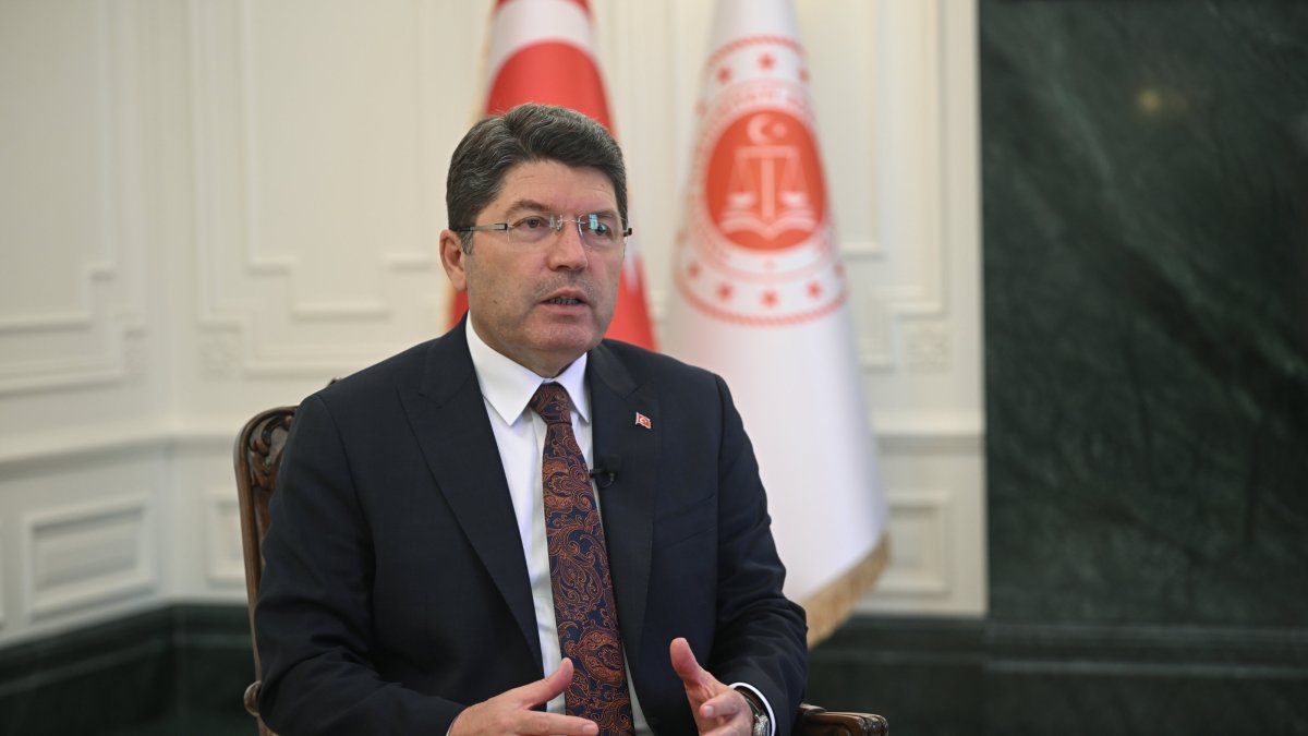 Justice Minister Yılmaz Tunç speaks in an interview, July 14, 2025. (AA Photo)