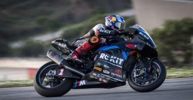 Turkish rider Toprak Razgatlıoğlu in action during the seventh round of the 2025 World Superbike Championship at Donington Park, Derby, U.K., July 13, 2025. (AA Photo)