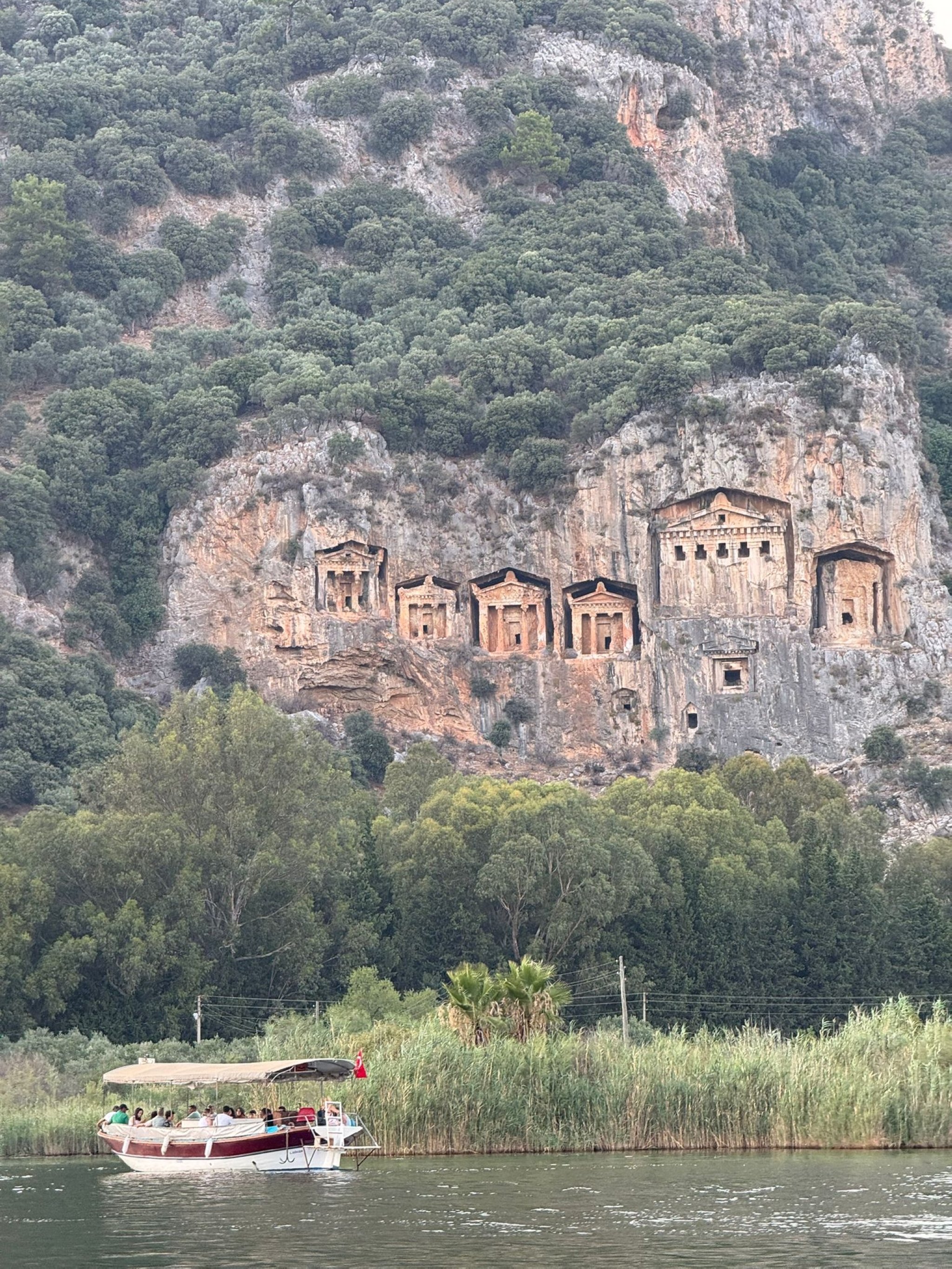 A general view of the ancient Lycian tombs, Dalyan, Türkiye, July 8, 2025. (Photo by Neslişah Yılmaz Hidayetoğlu)
