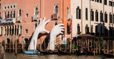 The composition &quot;Support&quot; is displayed for the Biennale 2017, Venice, Italy, Feb. 20, 2018. (Shutterstock Photo)