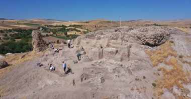 An aerial view of Tadım Castle and Mound, Elazığ, eastern Türkiye, July 14, 2025. (AA Photo)