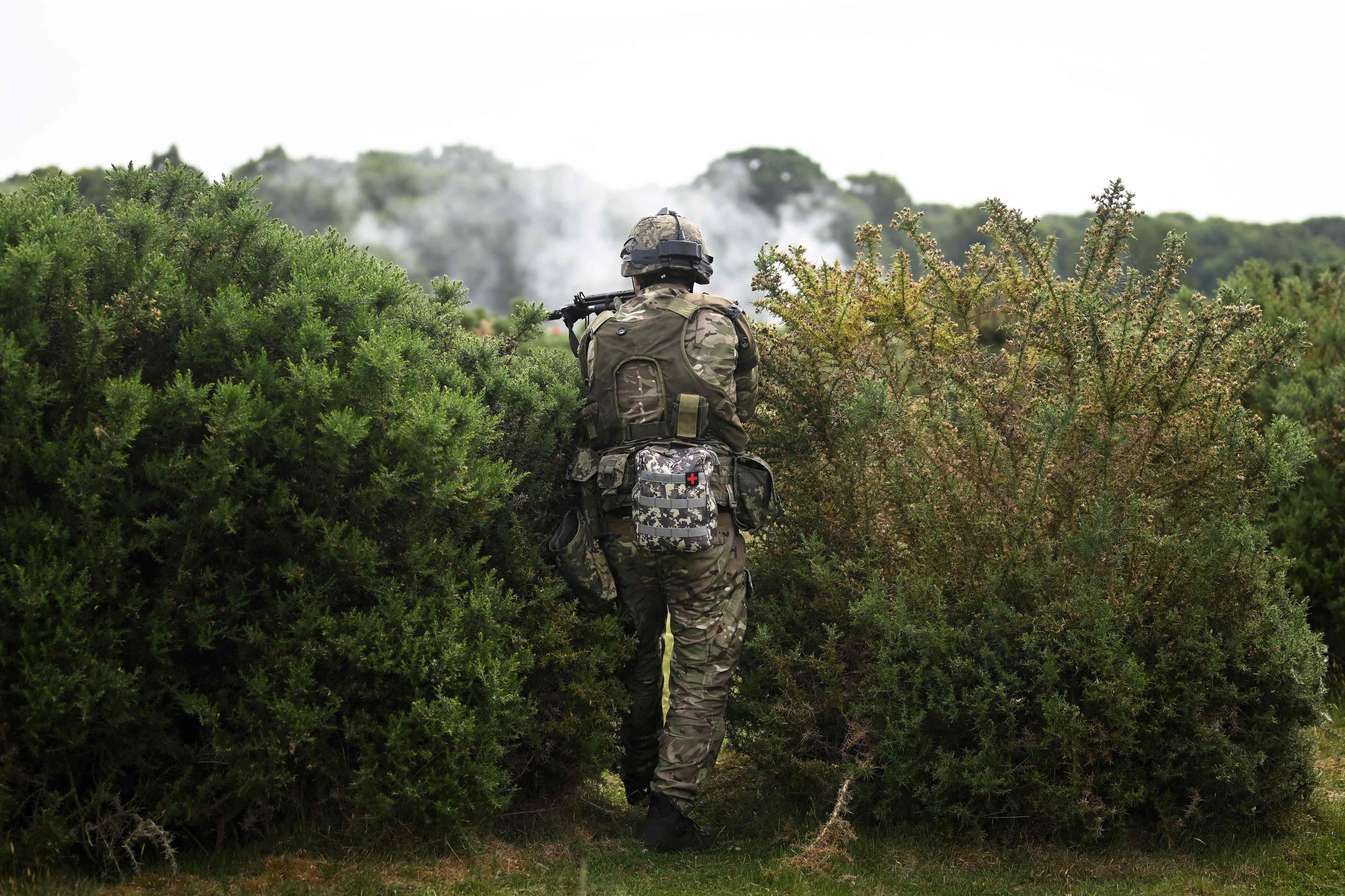 Ukrainian soldiers take part in a training exercise operated by Britain's armed forces as part of the Interflex programme, in eastern England, June 17, 2025. (AFP Photo)