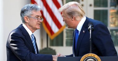 U.S. President Donald Trump arrives shakes hands with Jerome Powell, his nominee to become chairman of the U.S. Federal Reserve at the White House in Washington, U.S., Nov. 2, 2017. (Reuters File Photo)
