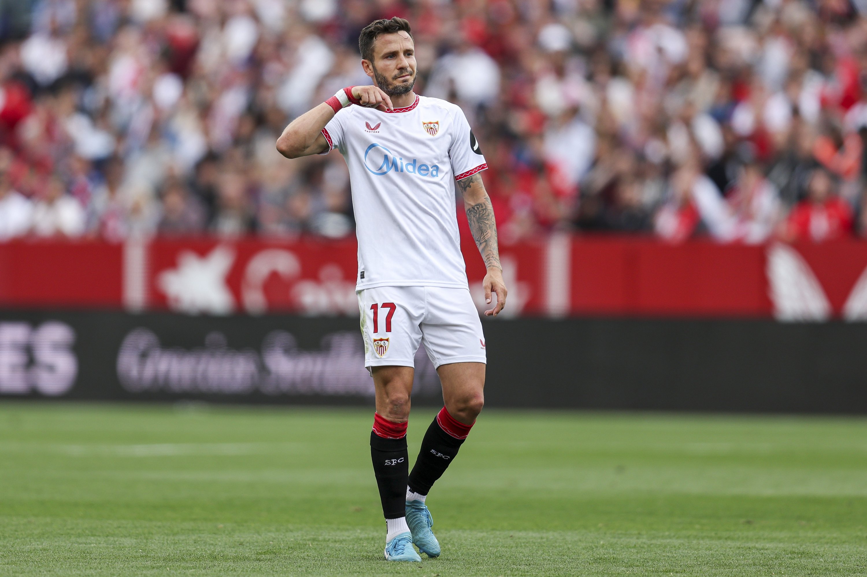 Sevilla's Saul Niguez in action during the La Liga match against Leganes played at Ramon Sanchez Pizjuan Stadium, Sevilla, Spain, May 4, 2025. (Reuters Photo)