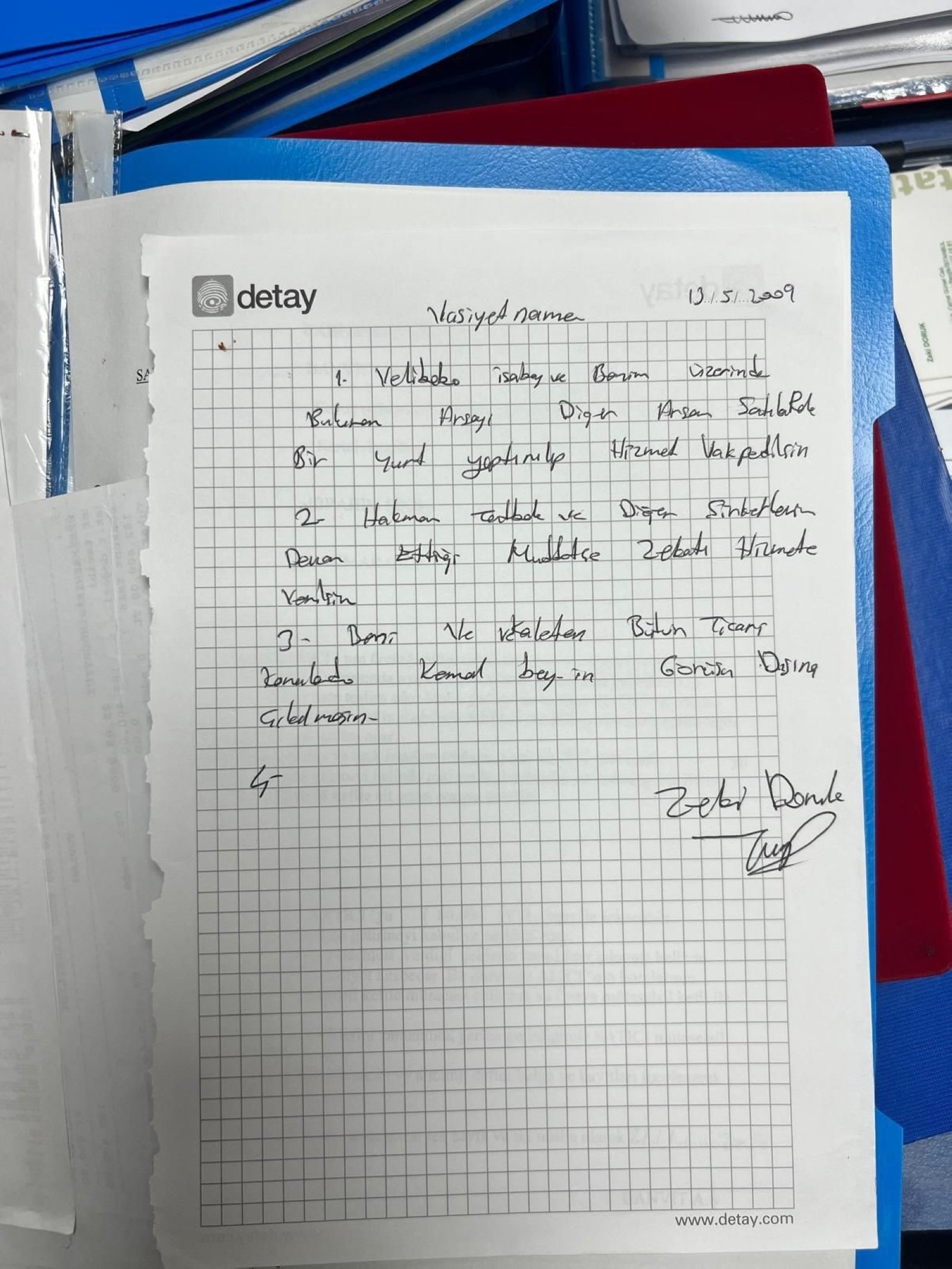 Doruk's handwritten will discovered by Turkish security forces, is seen in this handout photo released on July 17, 2025.