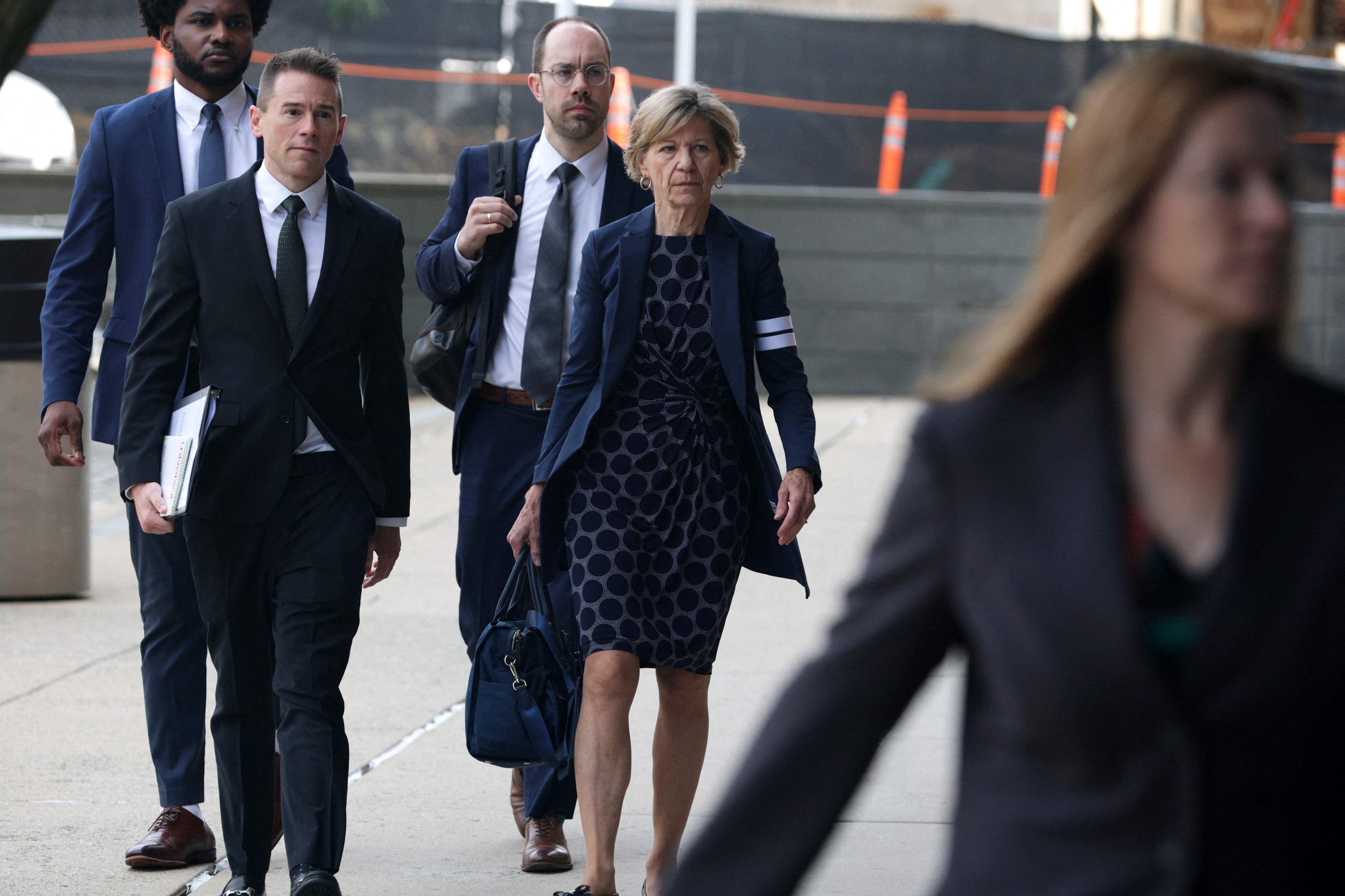 Former Meta board member Susan Desmond-Hellmann (C) arrives at Leonard L. Williams Justice Center in Wilmington, Delaware, U.S., July 17, 2025. (AFP Photo)