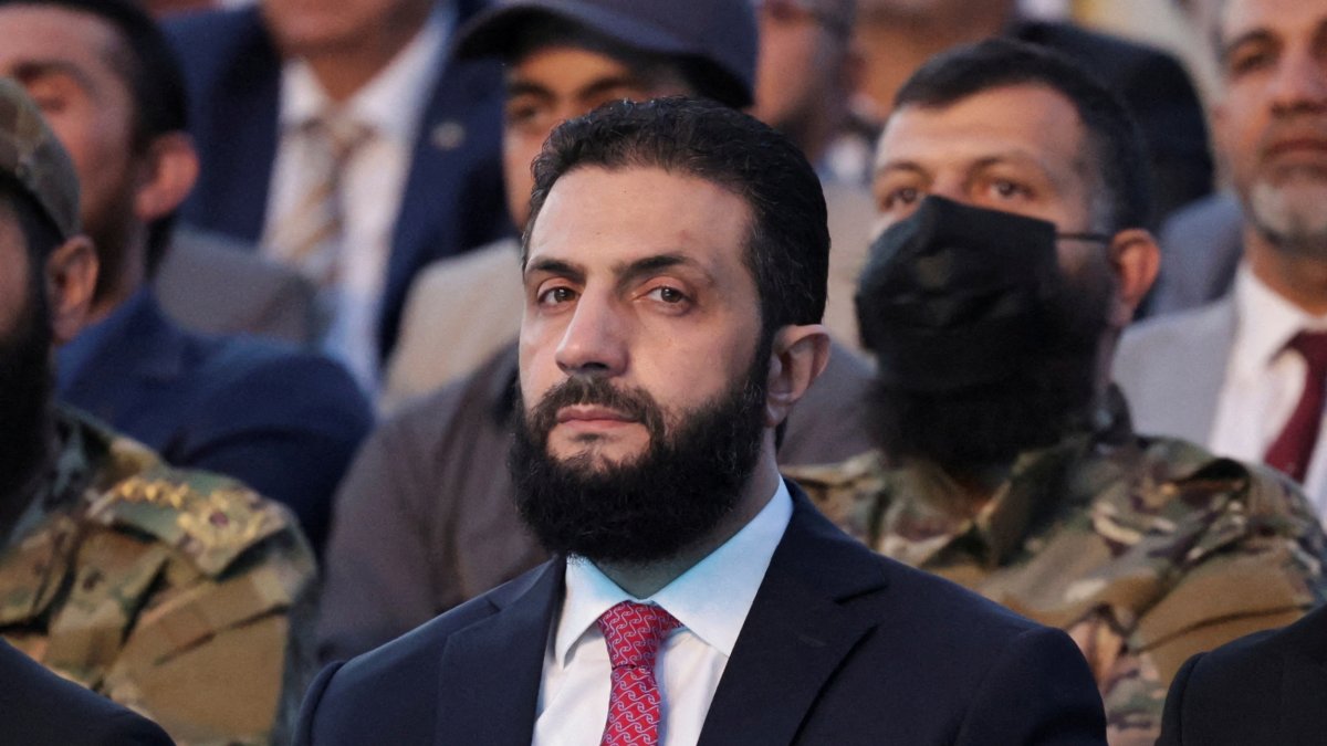 Syria’s interim President Ahmed al-Sharaa looks on as he attends an event in Aleppo, Syria, May 27, 2025. (Reuters Photo)