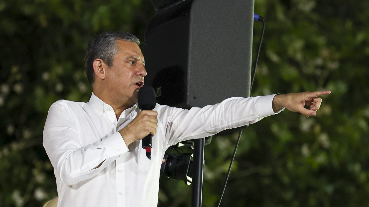 The Republican People&#039;s Party (CHP) leader, Özgür Özel, speaks during a rally, Istanbul, Türkiye, July 16, 2025. (DHA Photo)