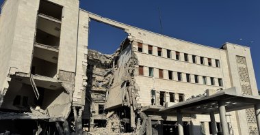 The damaged Syrian Ministry of Defense building, which houses the military&#039;s General Staff headquarters, following an Israeli airstrike, Damascus, Syria, July 16, 2025. (EPA Photo)