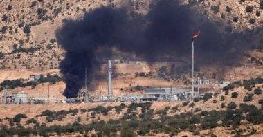 Smoke rises after a drone attack targeted oil facilities in the Zakho area of the Kurdistan Regional Government (KRG) region, Iraq, July 16, 2025. (Reuters Photo)