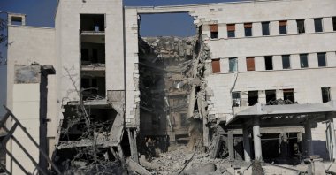 A view of a destroyed building, after Israeli airstrikes shook Damascus, July 16, 2025. (Reuters Photo)