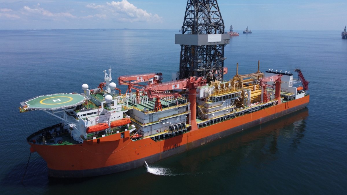 This undated photo shows one of Türkiye&#039;s new seventh-generation deep-sea drilling vessels in an unspecified location. (Courtesy of Energy and Natural Resources Ministry)