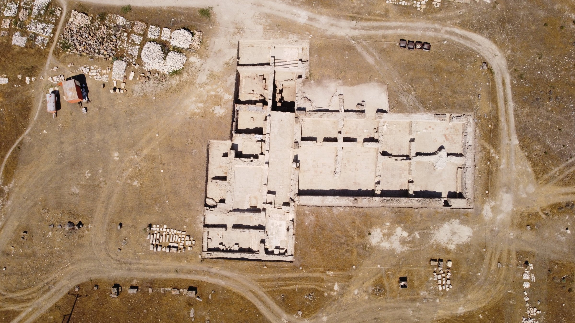 A drone-captured aerial view shows the excavation site, Denizli, western Türkiye, July 18, 2025. (AA Photo)