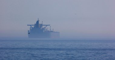 A Russian &quot;shadow fleet&quot; tanker off the shore of Sassnitz, Germany, April 16, 2025. (Reuters Photo)