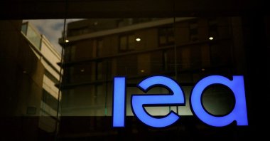 A view of the logo of the International Energy Agency, Paris, France, Dec. 15, 2023. (Reuters Photo)