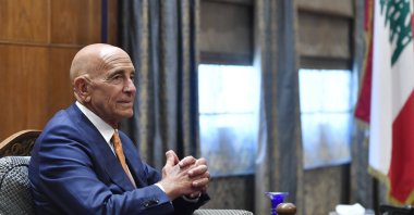 U.S. Ambassador to Türkiye and Special Envoy for Syria Tom Barrack (pictured) meets with Lebanese Parliament Speaker Nabih Berri at the Parliament building in Beirut during his visit to Lebanon, July 7, 2025. (AA Photo)
