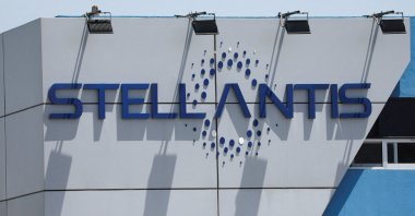 The Stellantis logo pictured at one of its assembly plants in Toluca, state of Mexico, Mexico, April 4, 2025. (Reuters Photo)
