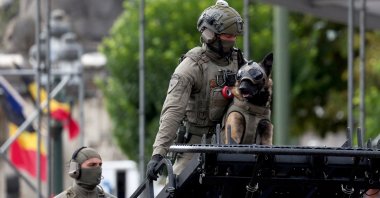 Belgium Police special forces officers and their dog attend a military parade during Belgian National Day celebrations in Brussels, Belgium, July 21, 2025. (Reuters Photo)