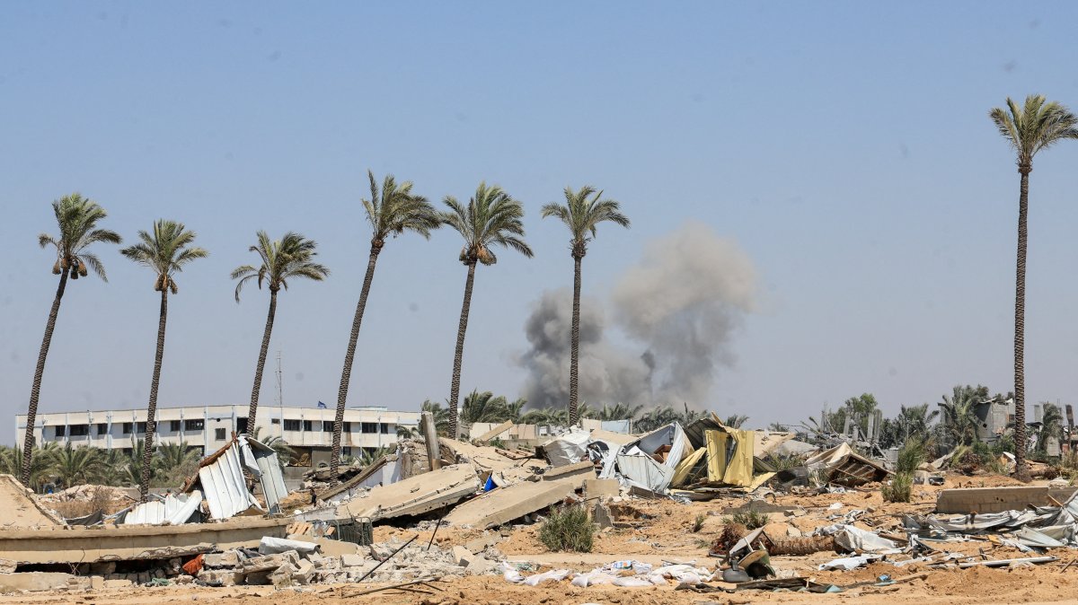Smoke rises in the aftermath of an Israeli military operation in Deir Al-Balah, Gaza Strip, Palestine, July 22, 2025. (Reuters Photo)