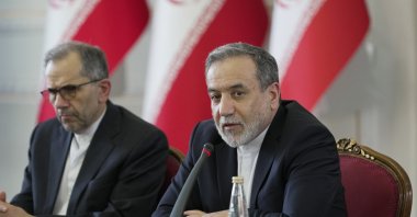Iranian Foreign Minister Abbas Araghchi (R) speaks during a meeting with foreign ambassadors and diplomats in Tehran, Iran, July 12, 2025. (EPA Photo)