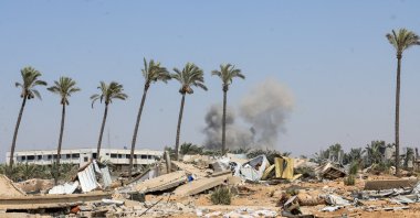 Smoke rises in the aftermath of an Israeli military operation in Deir Al-Balah, Gaza Strip, Palestine, July 22, 2025. (Reuters Photo)