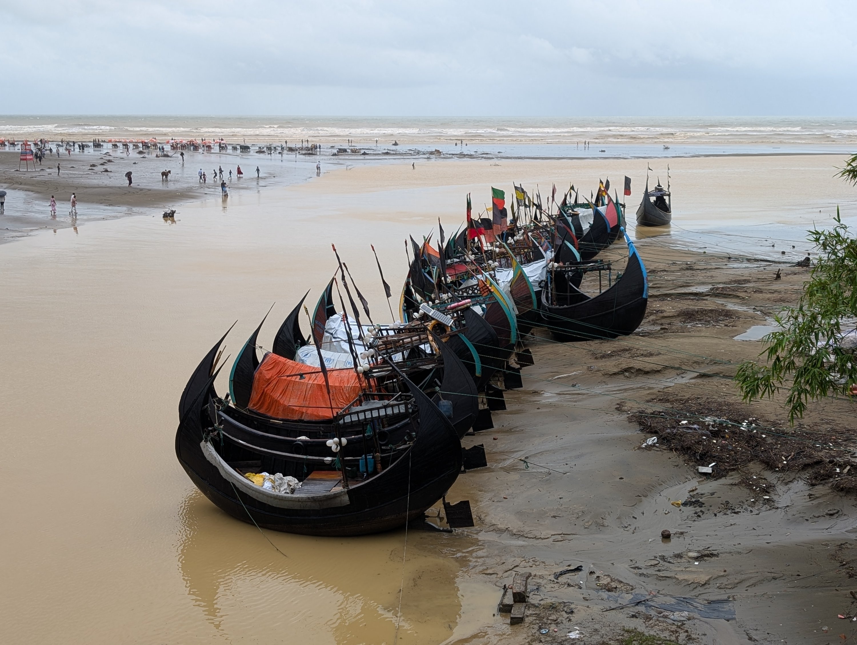Sampan boats at Inani Beach, about 28 kilometers from Cox’s Bazar, Bangladesh, June 18, 2025. (Photo by Shakir Husain)