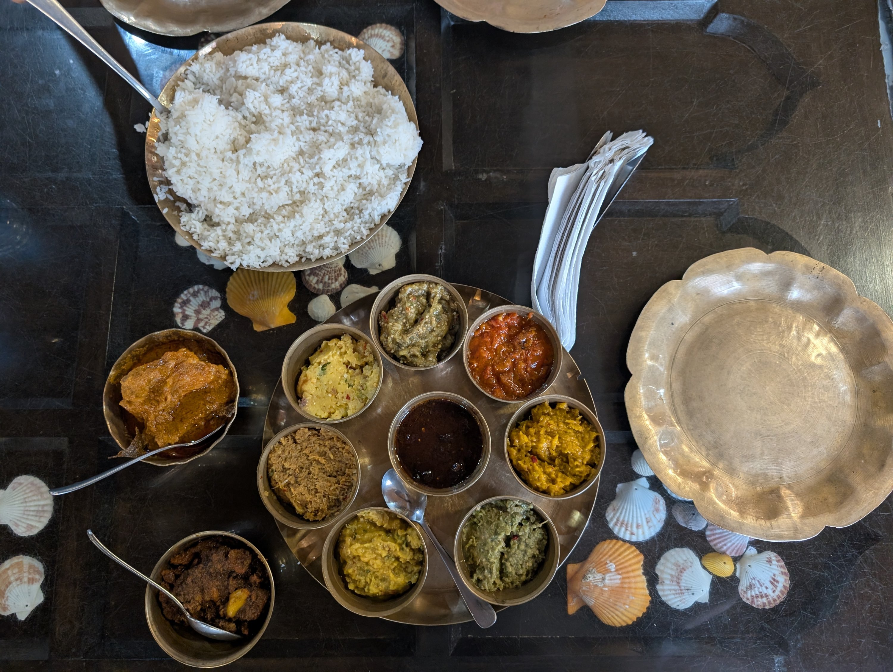 A selection of traditional dishes at Palongki restaurant near Inani Beach, Bangladesh, June 18, 2025. (Photo by Shakir Husain)