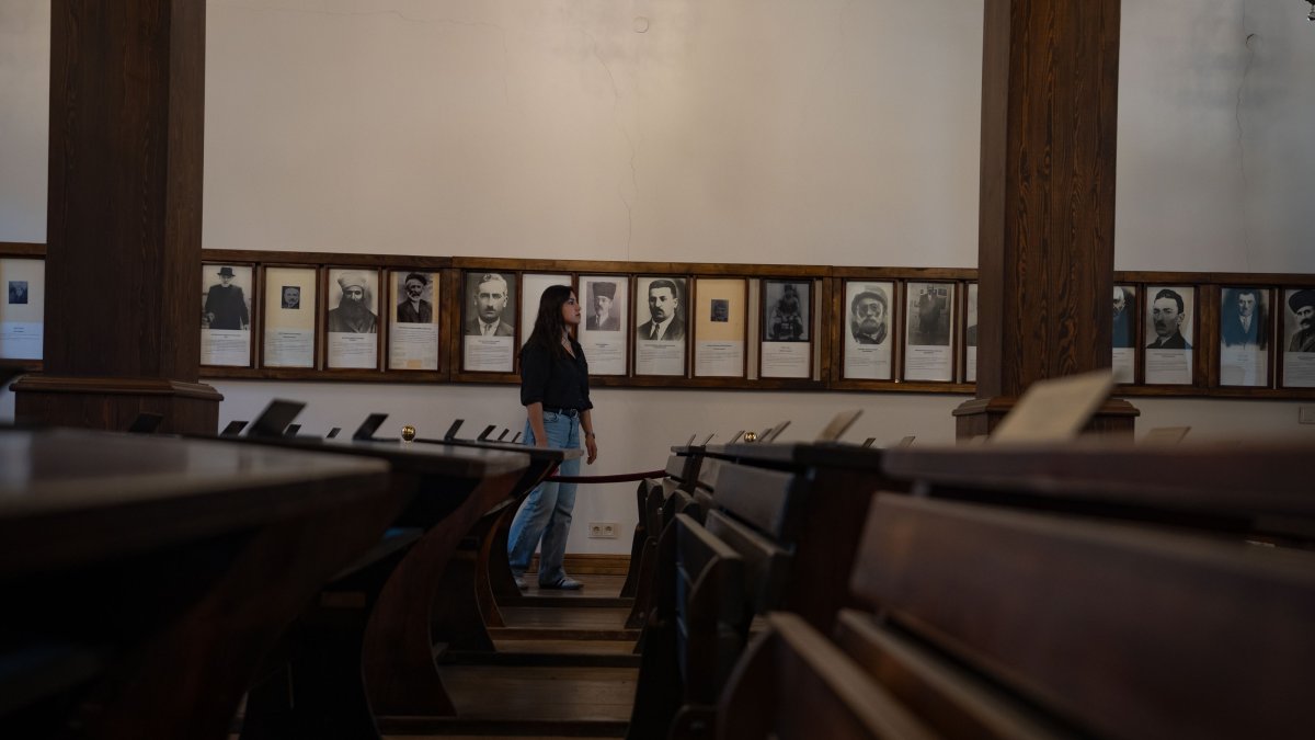 A visitor tours the building where the Erzurum Congress was held in July 1919, eastern Erzurum Province, Türkiye, July 23, 2025. (AA Photo)